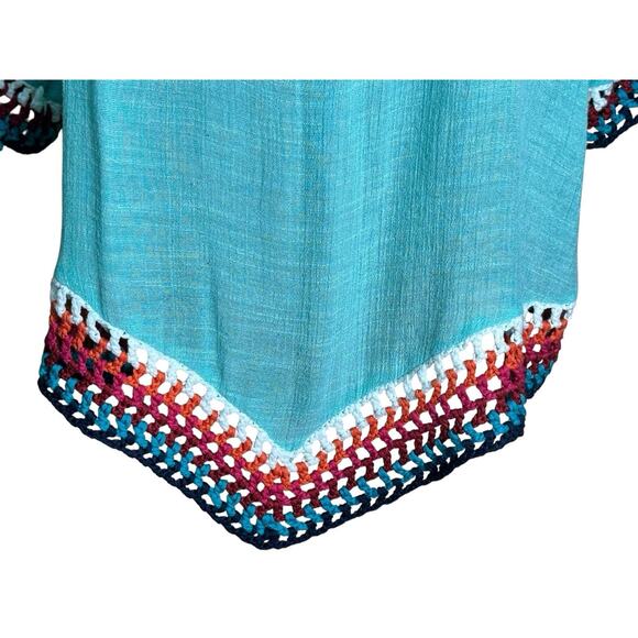 Boho Crochet Sheer Tunic Top Coverup Dress Festival Beachy Hippie Kaftan One Sz - Picture 3 of 10